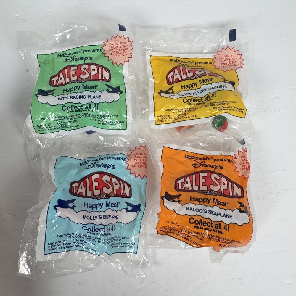 Vintage 1989‎ McDonald's TaleSpin Happy Meal Toys Complete Set of 4 - New In Bag